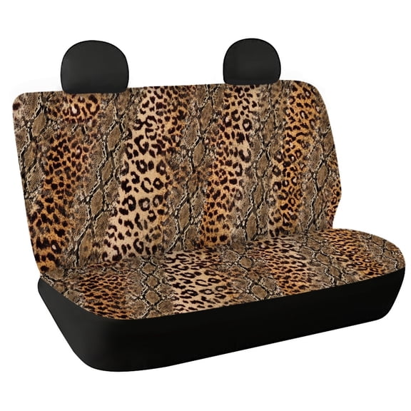 Chririnla Mixed Animal Print (Leopard & Snakeskin Pattern), Durable Car Rear Seat Covers Set of 2 Waterproof Soft Rear Bench Seat Cover for Car Interior Car Accessories Interior