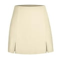 thumbnail image 4 of QHFBli Women's Side Slit High Waisted Mini Skirt Stretchy Bodycon Skort 2026 Club Skirts with Underneath, 4 of 4
