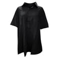 thumbnail image 2 of zuwimk Mens Shirts,Mens Short Sleeve Cuban Camp Guayabera Shirt Linen Cotton Hippie Beach Button Shirts Black,XL, 2 of 3