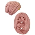 thumbnail image 2 of Wrapables Winter Warm Chunky Cable Knit Infinity Scarf and Beanie Set, Pink, 2 of 7