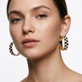 thumbnail image 5 of YEUOYEA Gold Plated Checkered Hoop Earrings for Women, Black White Enamel Wide Hoops, 40mm, 5 of 7