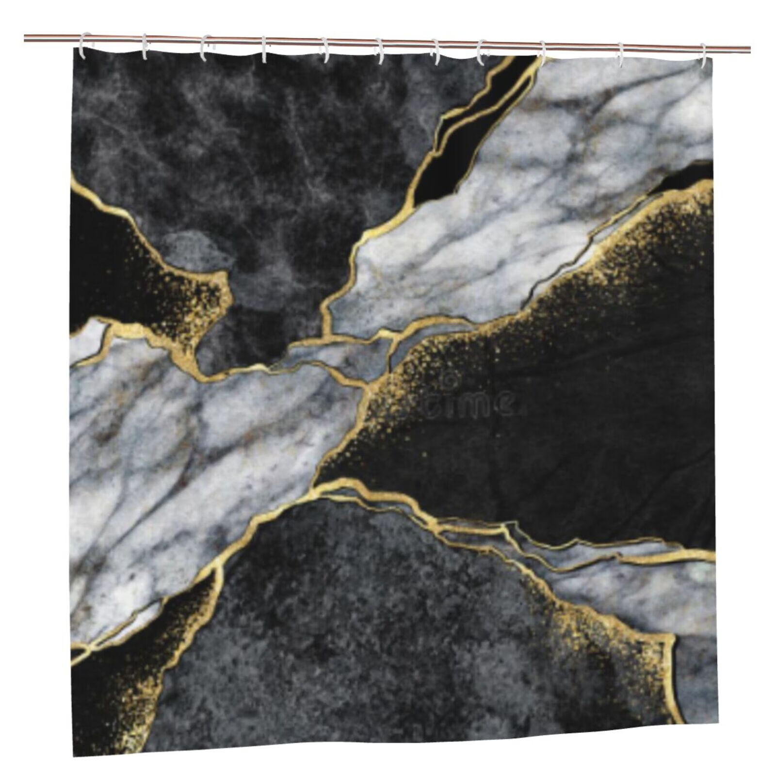 Marble Shower Curtain Black and Gold Marble Texture Shower Curtains for Bathroom Decorative