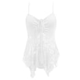thumbnail image 4 of Rhuody Womens Summer Tank Tops Spaghetti Strap V Neck Lace Layering Camisole Sleeveless Ribbed Knit Stretch Basic Tank Top S White, 4 of 5