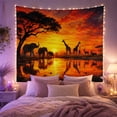 thumbnail image 2 of African Savanna Sunset with Wildlife Silhouettes Majestic Folk Art for Animal Lovers Nature Inspired Wall Art Birthday Gift Tapestry Wall Hanging for Bedroom and Living Room, 2 of 7