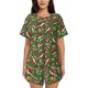 thumbnail image 1 of Balery Christmas Hat sock Conjunto de Pijama para Mujer con Estampado, Dos Piezas de Manga Corta y Shorts, Ropa de Dormir Suave con Cuello Redondo y Bolsillos-XX-Large, 1 of 6