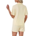 thumbnail image 3 of INSPIRE CHIC Women's Solid Pajama Sets Short Sleeves Cute Soft Comfy Highly Elastic Button Up Tops and Shorts 2 Pcs XL Light Yellow, 3 of 6