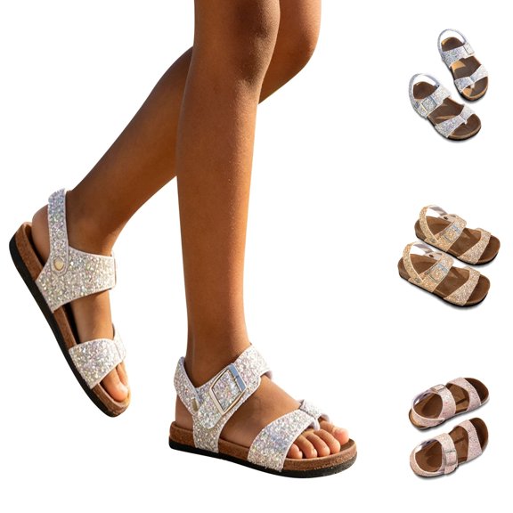 Fozruso Girls Open Toe Sandals,Sizes 10 Little Kid,Girls Casual Soft Sole Open Toe Beach Sandals For Summer Outdoor Play