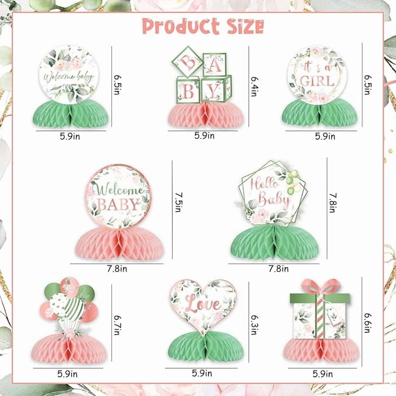 Sage Green and Pink Baby Shower Decorations for Girl - 8pcs Floral Honeycomb Centerpieces, Blush Pink Floral Baby Shower Table Decor, Greenery Botanical Its a Girl Party Decorations