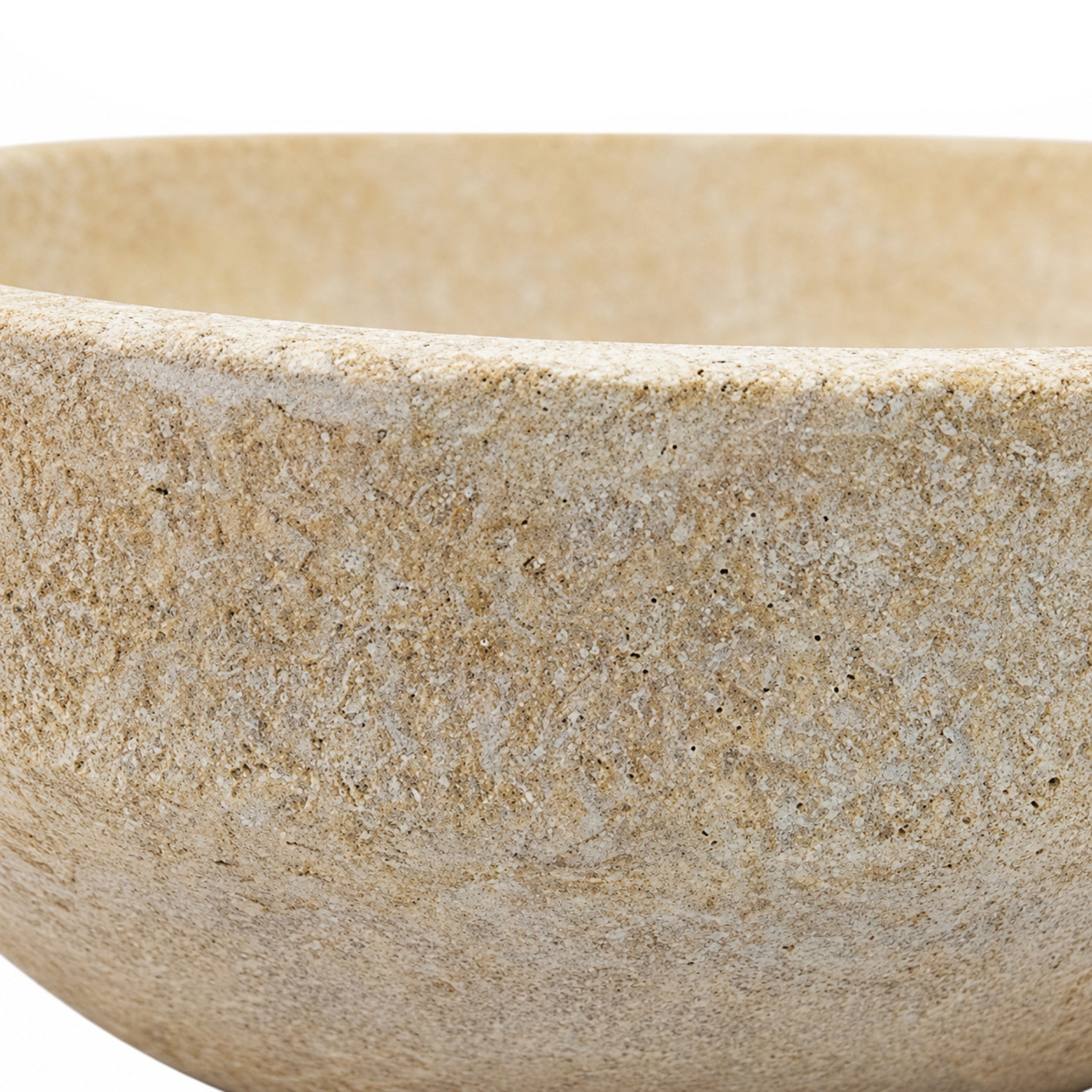DecMode 12" Round Washed Cream Ceramic Decorative Bowl