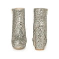 thumbnail image 5 of BLISSFUL STEP Women's Ankle Boots Sparkly Glitter Chunky Heel Platform Side Zipper Booties  Silver 8.5, 5 of 6
