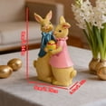 thumbnail image 2 of 3.54in Resin Easter Bunny Couple Figurine 2 Rabbits Tabletop Decorations for Shelf Desk Spring Display, 2 of 5