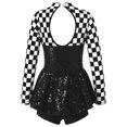 thumbnail image 5 of iiniim Kid Girls Car Driver Racer Costume Checkerboard Print Dress Leotard Dancewear, 5 of 7