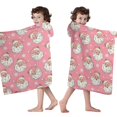 thumbnail image 4 of Pink Christmas Santa Pattern Hooded Bath Towel，50"x30" for Ages 3 To 12 Kids, Quick Dry Lightweight Soft Microfiber Hood Beach Towel Cover Up for Kids, 4 of 7
