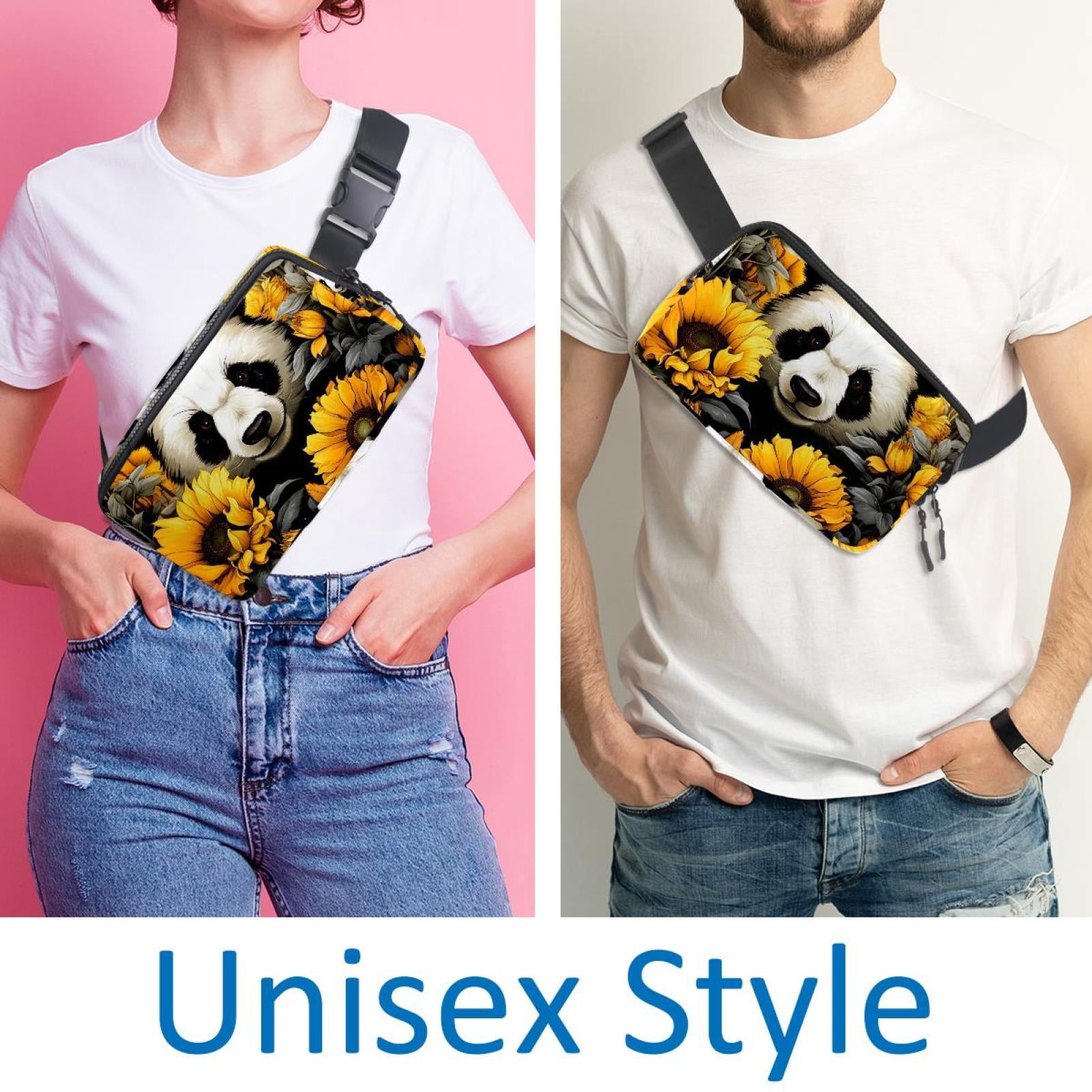 Panda sunflowers Lightweight Adjustable Waist Pack with Extension Strap - Unisex Running Belt Fanny Pack
