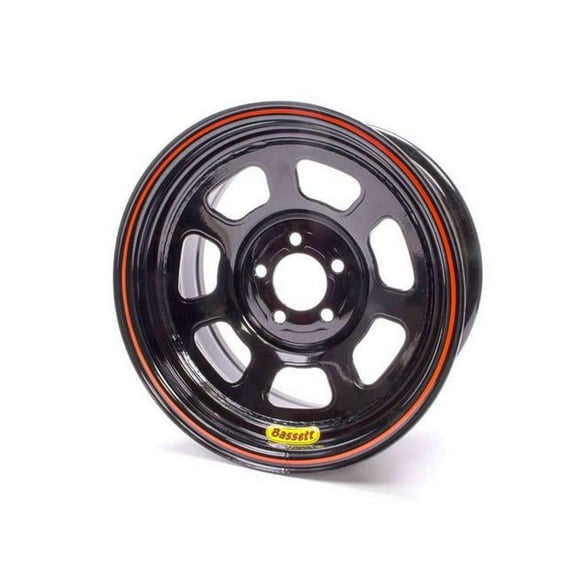 Bassett 47SN4 14 x 7 in. D-Hole Lightweight Wheel, 5 x 100 mm Bolt Circle, 4 in. Back Spacing - Black - 15 lbs