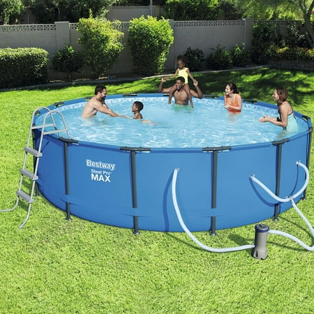 Bestway Steel Pro Max Swimming Pool Set with 1,000 GPH Filter Pump, 15' x (Best Way To Stay Calm Under Pressure)