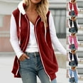 thumbnail image 3 of gcong Sherpa Vest for Women Fleece Fuzzy Cozy Zip Up Sleeveless Long Jacket with Drawstring Hood Warm Winter Fall Solid Color Outerwear, 3 of 6