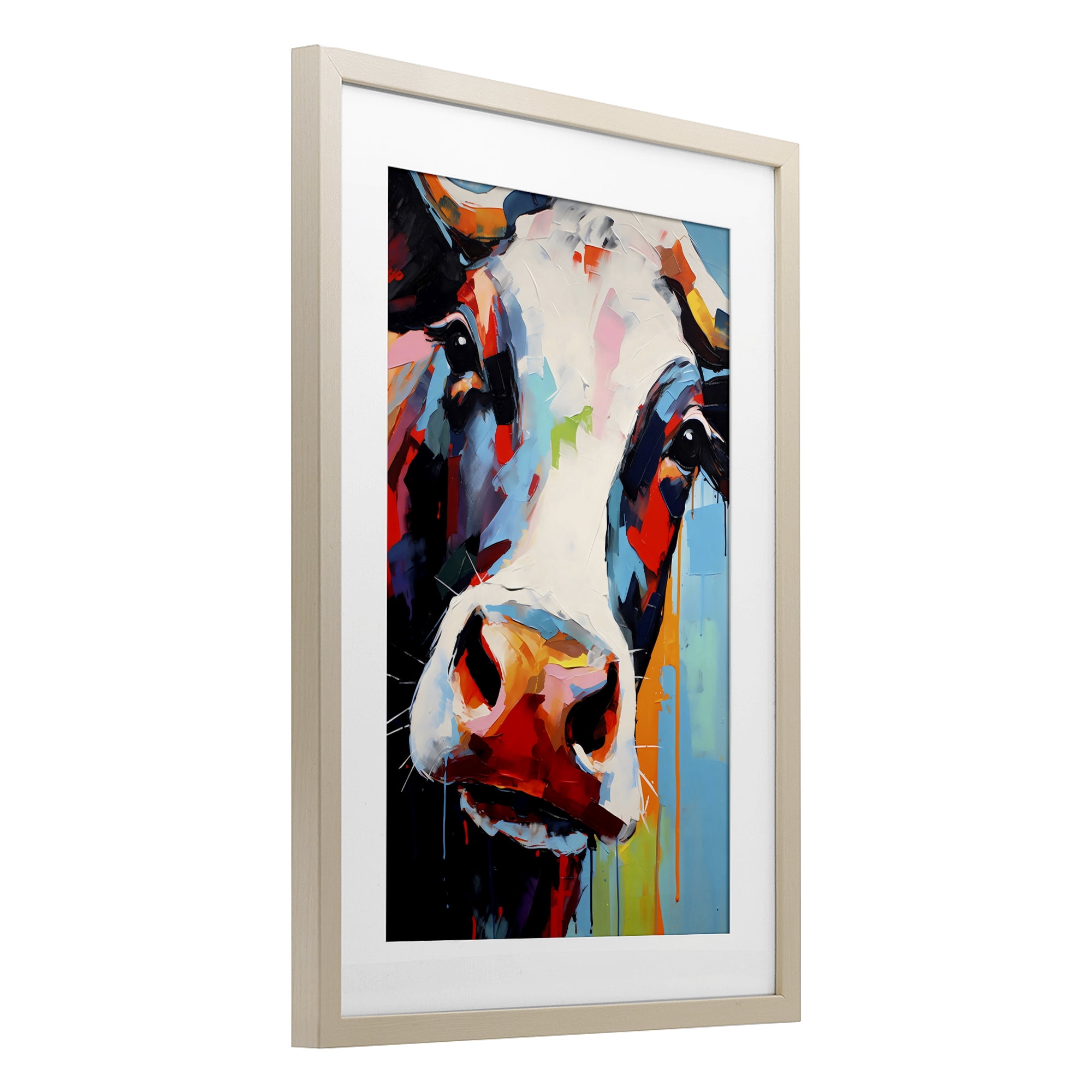Stupell Industries Cow Of Many Colors Birch Framed Print Under Glass, design by Creative Studio