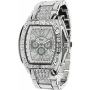Aktion Men's Rhinestone Link Watch, Stainless Steel