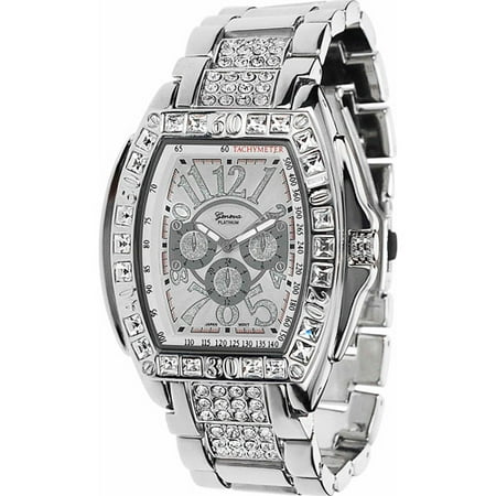 Aktion Men's Rhinestone Link Watch, Stainless Steel