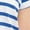 Ocean Sapphire White Stripe, variant on Ellos Plus Size Cotton Jersey Slub V-Neck Short Sleeve Relaxed Tee