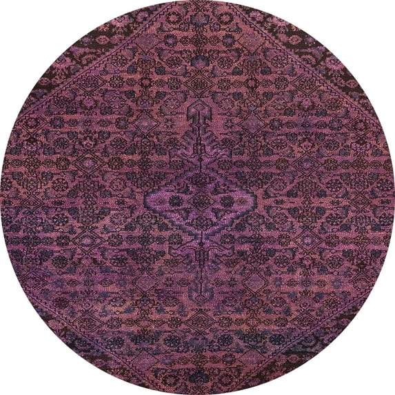 Ahgly Company Indoor Round Abstract Purple Lily Purple Abstract Area Rugs, 6' Round