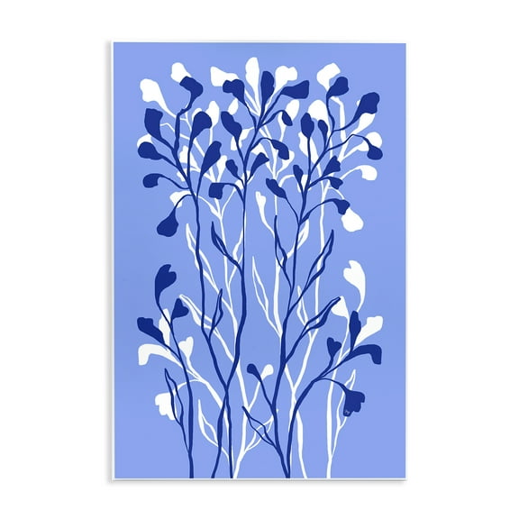 Stupell Industries Blue Intertwining Sprigs Plants & Flowers Painting Unframed Art Print Wall Art, 10 x 15