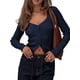 thumbnail image 3 of Cárdigan de Larga para Mujer, Suéter Corto de Punto Abierto, Chaqueta con Cuello en V y Botones para Otoño Azul Marino S, 3 of 10