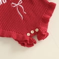 thumbnail image 4 of Cjfdfy Newborn Baby Girl Christmas Clothes Knit Ruffled Sweater Romper First Christmas Letter Bow Embroidery Bodysuits Infant Christmas Fall Winter Warm Clothes 0-12M, 4 of 9