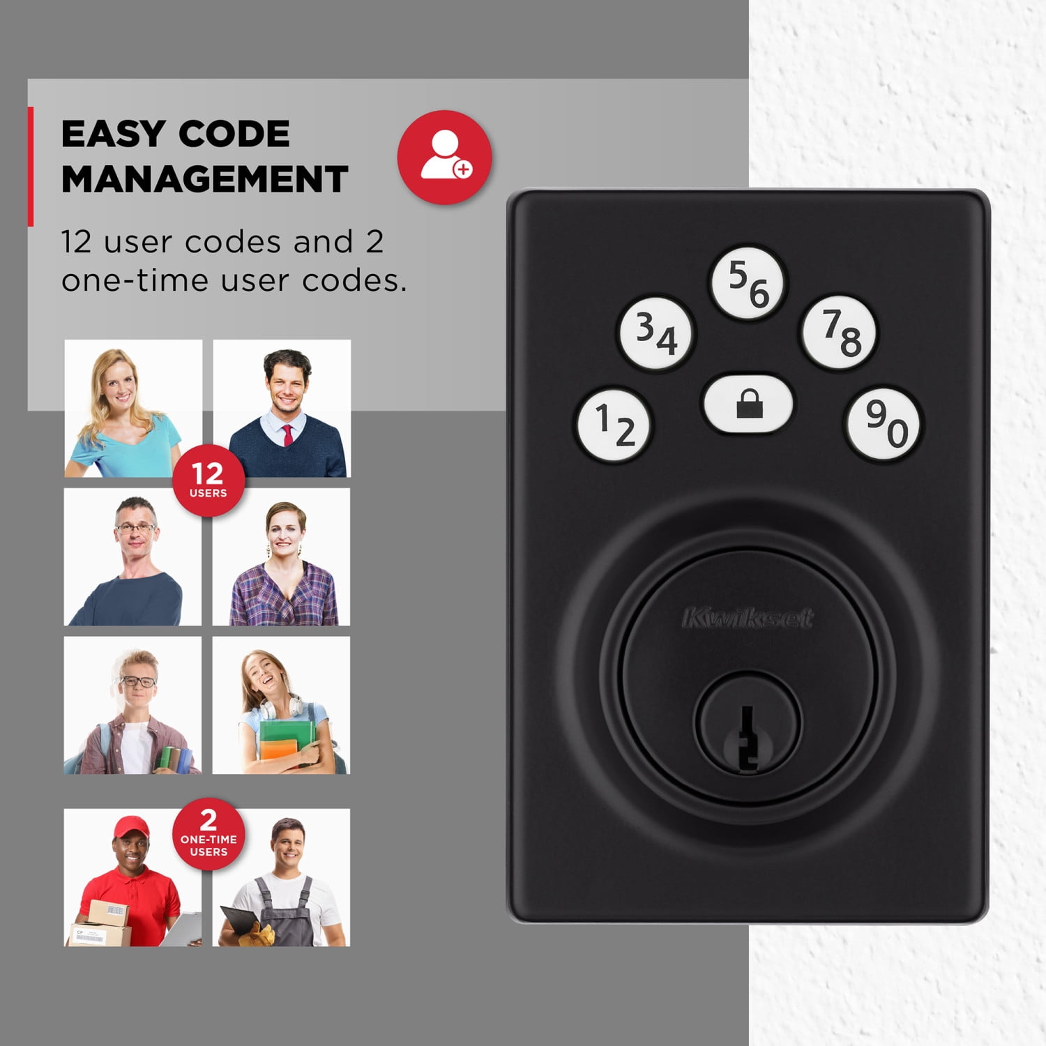 Kwikset Powerbolt 240 Matte Black 5-Button Keypad Contemporary Electronic Deadbolt Door Lock