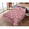 thumbnail image 4 of Ambesonne Abstract Fitted & Flat Sheet with Shams 4 Pcs Set, Circles Vintage Watercolor, Full, Dark Coral and Slate Blue, 4 of 5