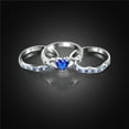 thumbnail image 3 of Uloveido Platinum Blue Heart Love Ring Irish Friendship Ring Women's Engagement Triple Band Set Ring CZ Bridal Wedding Jewellery HR314-7…, 3 of 6