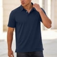 thumbnail image 4 of COSFO Casual Mens Polo Shirts Short Sleeve Waffle Blue Classic T-Shirt Pullover Collared Golf Loose Fit Performance Tops, 4 of 8