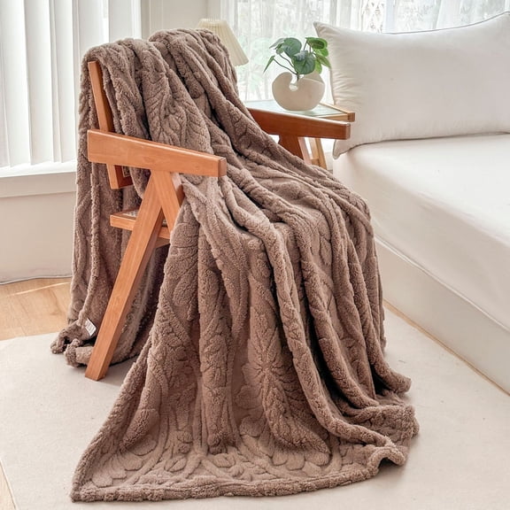 Sherpa Throw Blanket-3D Stylish Design Super Soft Fuzzy Cozy Warm Blanket Thick Plush Fluffy Furry Blankets for Teen Gir-ls Women Couch Bed Sofa Chair Men Bo-ys Gift(Coffee,30"x40")