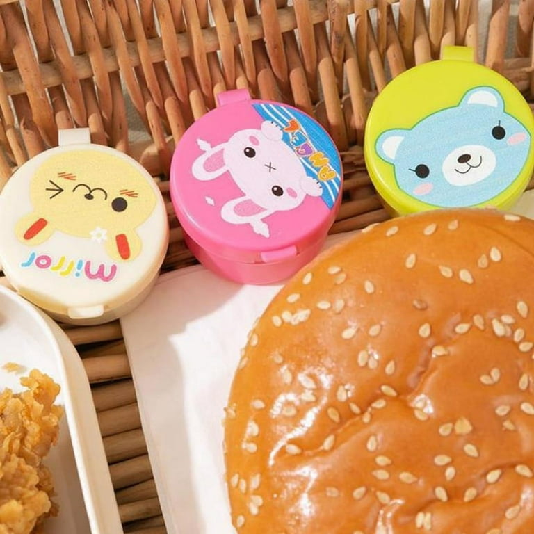 3pcs Portable cartoon Mini Sauce box Small Sauce Container Kids Lunch  Acces. F❤❤