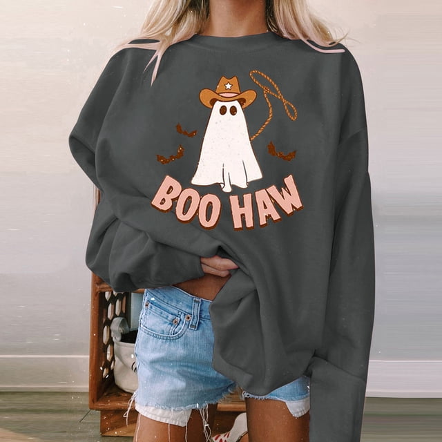 ICHUANYI Clearance Women's Casual Round-Neck Print Long Sleeve Pullover Blouse T-shirt Tops ICHUANYI "ICHUANYI"