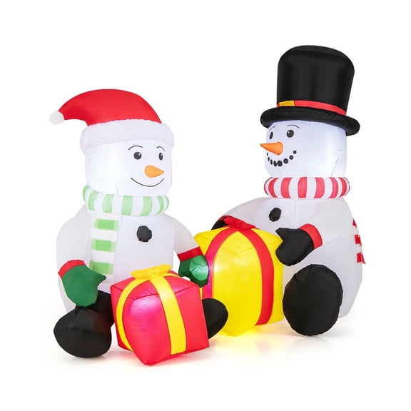 GVN 5 Feet 2 Cute Inflatable Snowman Christmas with Gift Boxes, Christmas Blow Up Decoration for Holiday, Party, Xmas, Yard, Garden Decorations, Multicolor