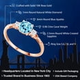 thumbnail image 2 of Gem Stone King 10K Rose Gold Blue Apatite White Created Sapphire and White Diamond Accent 3-Stone Engagement Ring for Women (0.96 Cttw, Round 6MM, Gemstone Birthstone, Size 9), 2 of 6