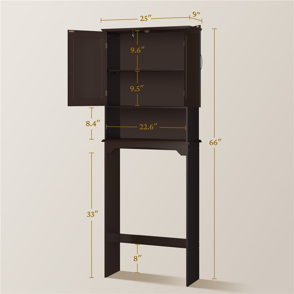Yaheetech Over The Toilet Cabinet MDF Bathroom Storage Organizer with Adjustable Shelf, Espresso