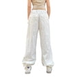 thumbnail image 5 of Qiylii Women's Low Waist Cargo Pants Casual Solid Color Harajuku Vintage Y2K Low Rise Baggy Jogger Relaxed Cinch Pants, 5 of 7