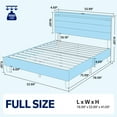 thumbnail image 2 of Greenstell Full Size Bed Frame with Upholstered Storage Headboard and LED Light, Bed Platform with Charging Station, USB Ports, Under-bed Storage, White, 2 of 8