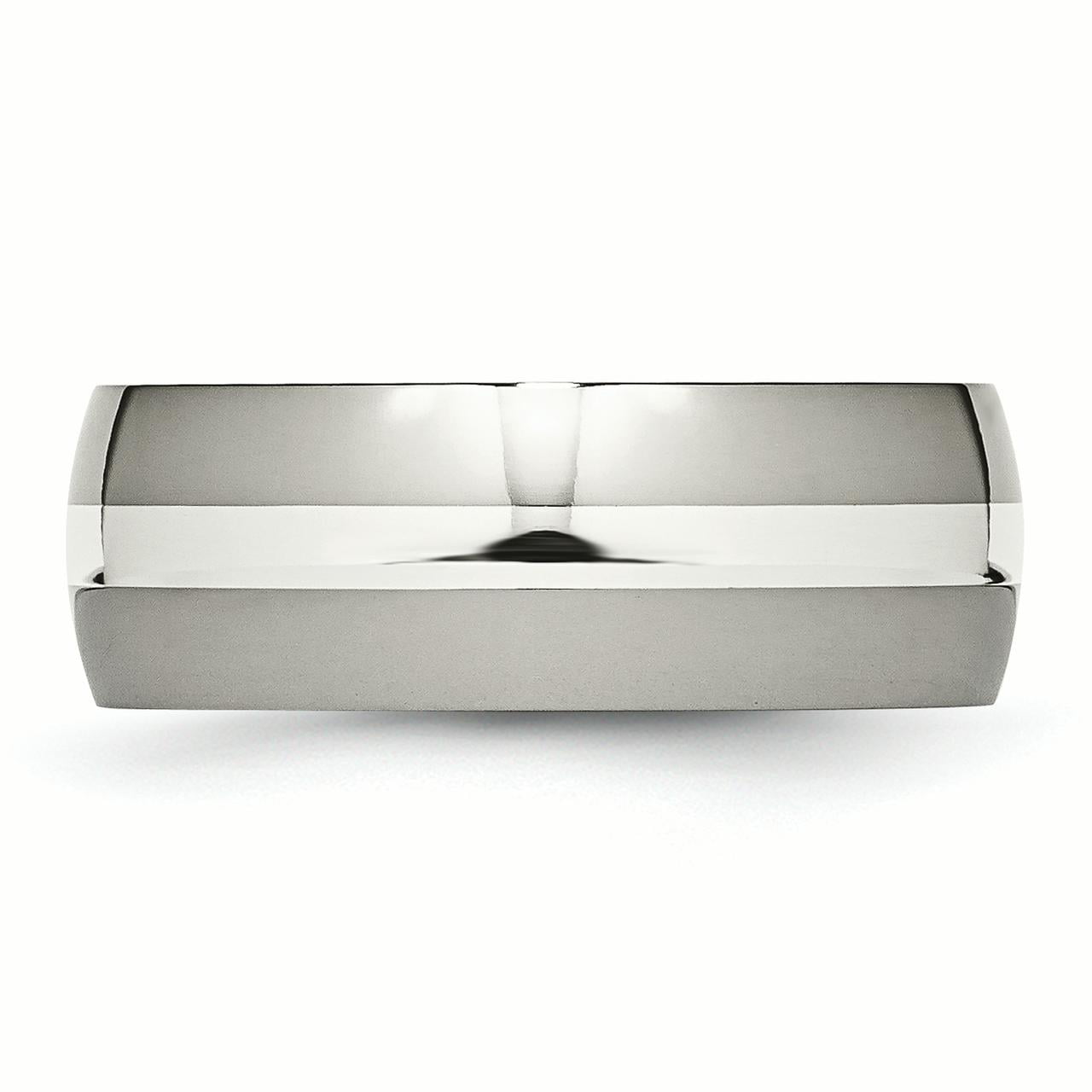 Titanium Sterling Silver Inlay 8mm Polished Band