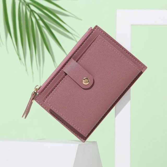 Monedero ultrafino para mujer, estilo coreano, con cremallera, para tarjetas, color caramelo, para estudiantes, para autobús