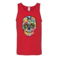 thumbnail image 2 of Wild Bobby Dean Russo Colorful Sugar Skull Streetwear Men Graphic Tank Top, Red, Small, 2 of 5