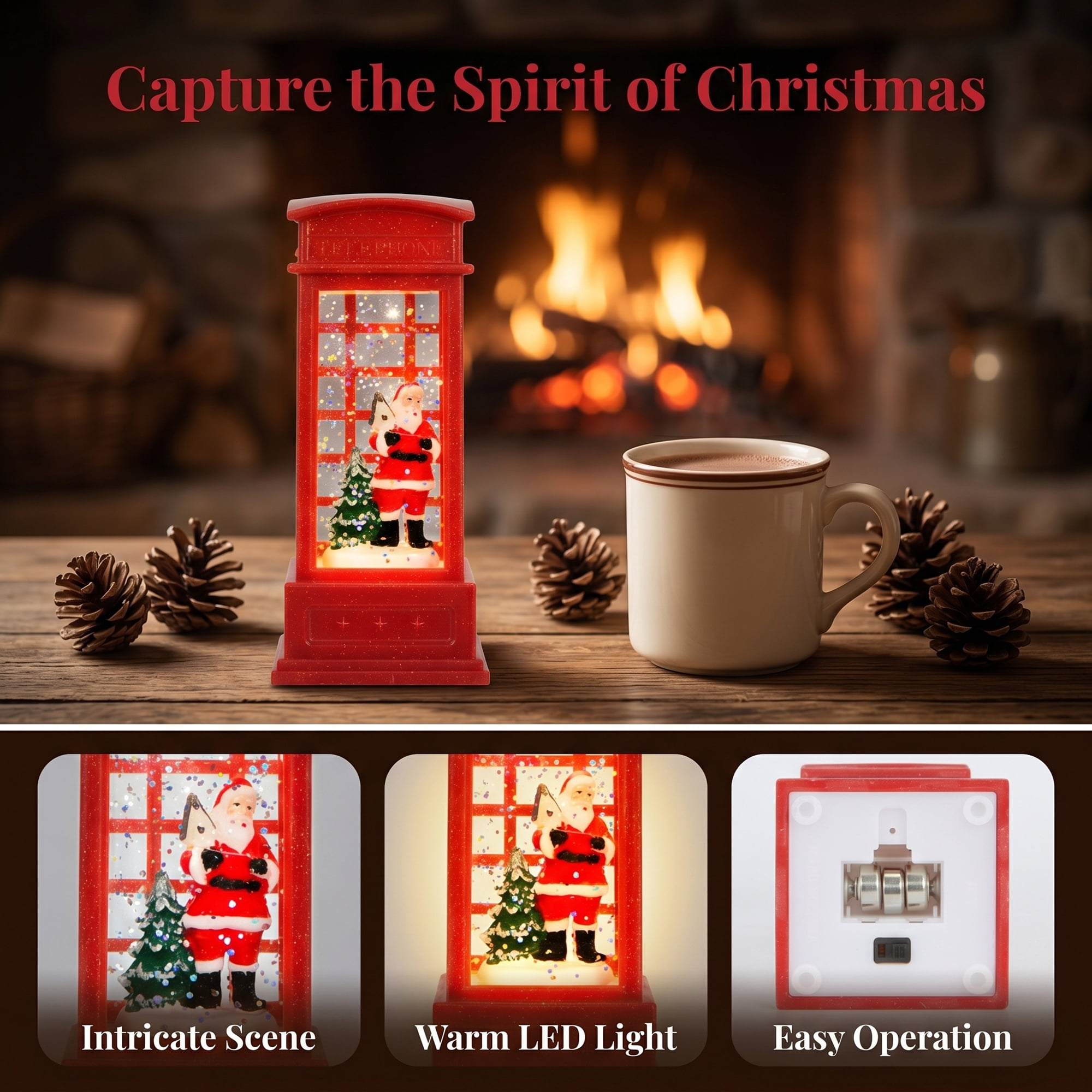 Unique Bargains Christmas Light Up Crystal Ball Mini LED Glitter Sphere Orb Red Style B
