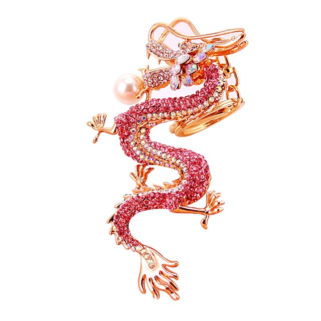 Dragon Rhinestone Keychain Car Keyring Purse Bag Pendant Decoration Hanging Keychain Accessory Creative Gift (Random Color)