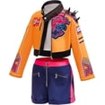 thumbnail image 3 of Guvpev G'irl's Halloween Costume, Pop Popular Singers Group Stage Performance Outfit with Jacket T-Shirt Shorts Set, Popular Singer Fancy Dress for Cosplay, Carnival & Party Events, 3 of 6