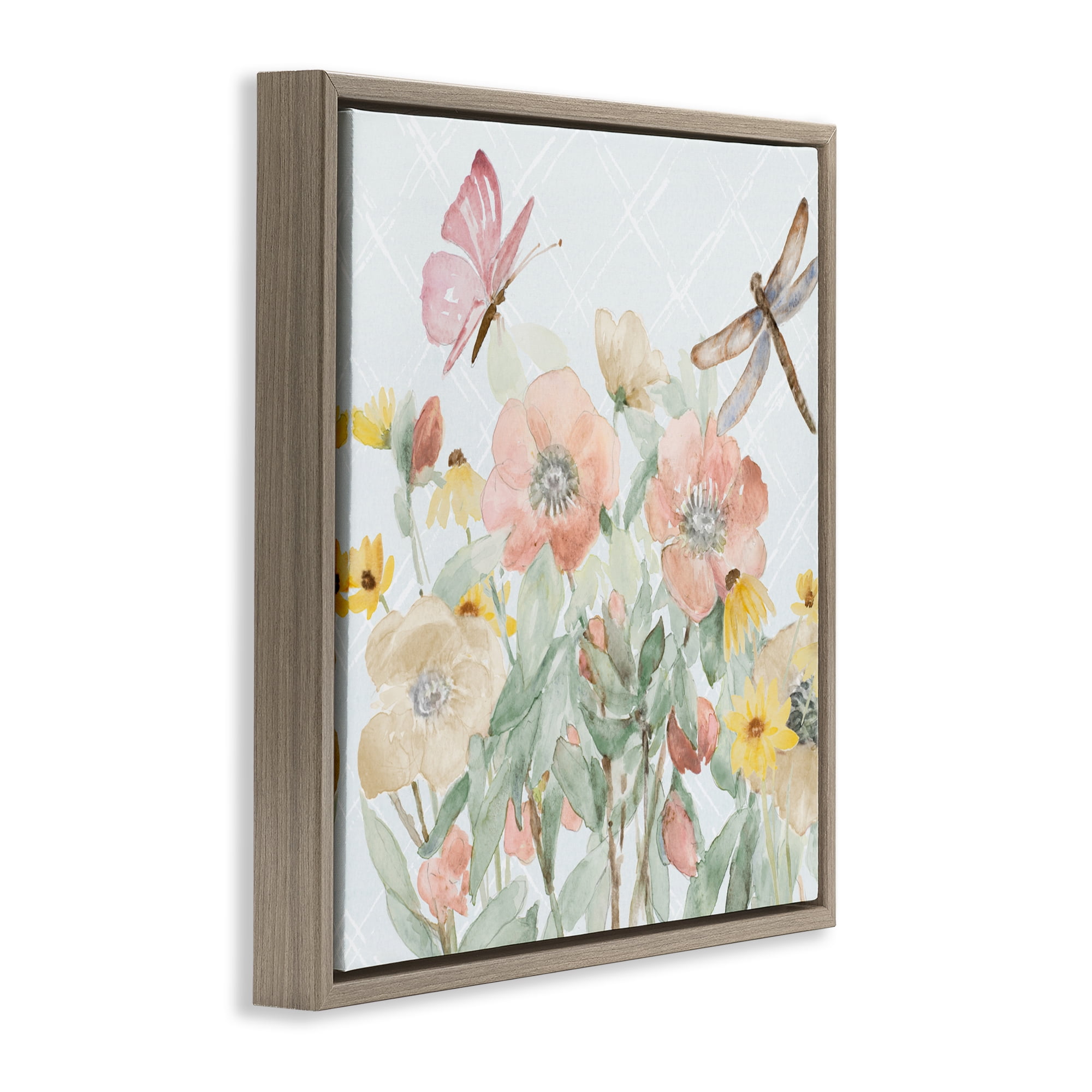 Stupell Industries Garden Joy with Insects Brown Framed Floater Canvas Wall Art, design by Lanie Loreth