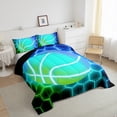 thumbnail image 6 of Manfei Neon Basketball Comforter Sets Twin Size, Futuristic Honeycomb Down Comforter, Sport Player Reversible Bedding Twin Comforter Set, Breathable Room Decor, 2 Pieces, 6 of 8