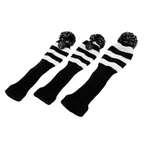 3Pcs Universal Golf Covers Knit Driver Fairway Headcover White